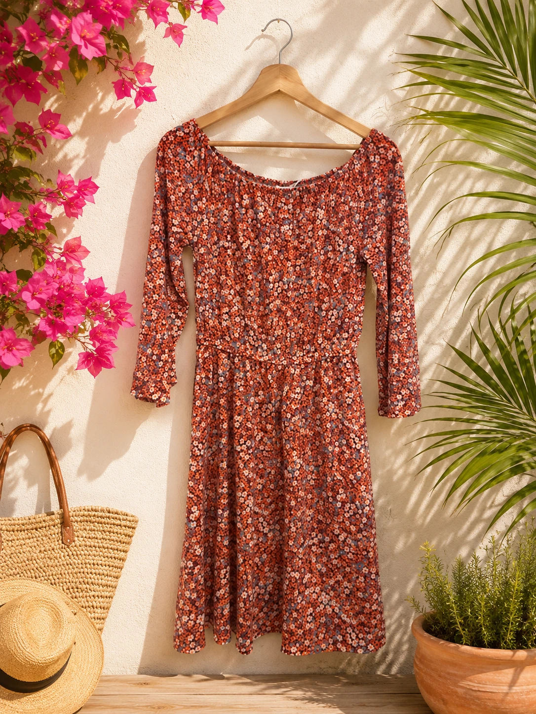 Vestido curto de verão fluido com ombros descobertos estampa floral – Tamanho 38 – Estilo – photo 7
